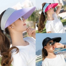 Fashion Mujer Tennis Cap Wide Brim Visor Sun Plain Hat Adjustable Summer AntiUV  eb-15741130